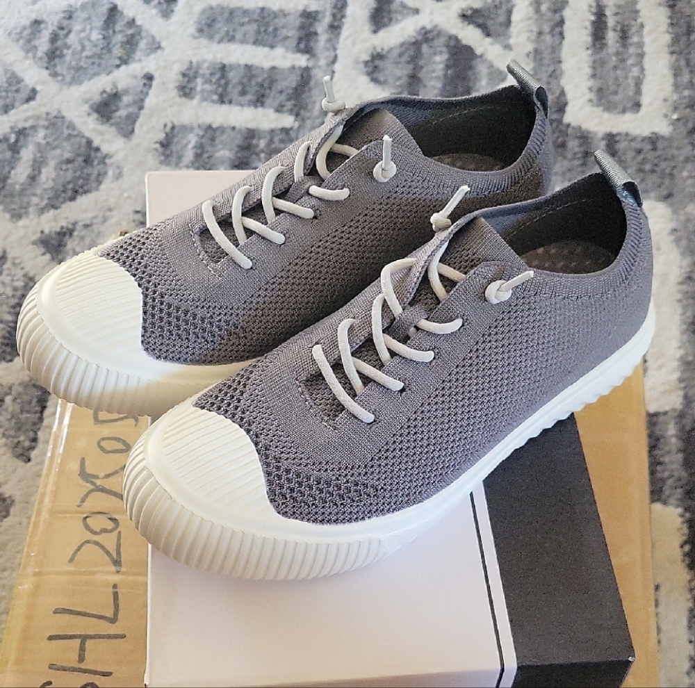 Gray and White Casual Sneakers